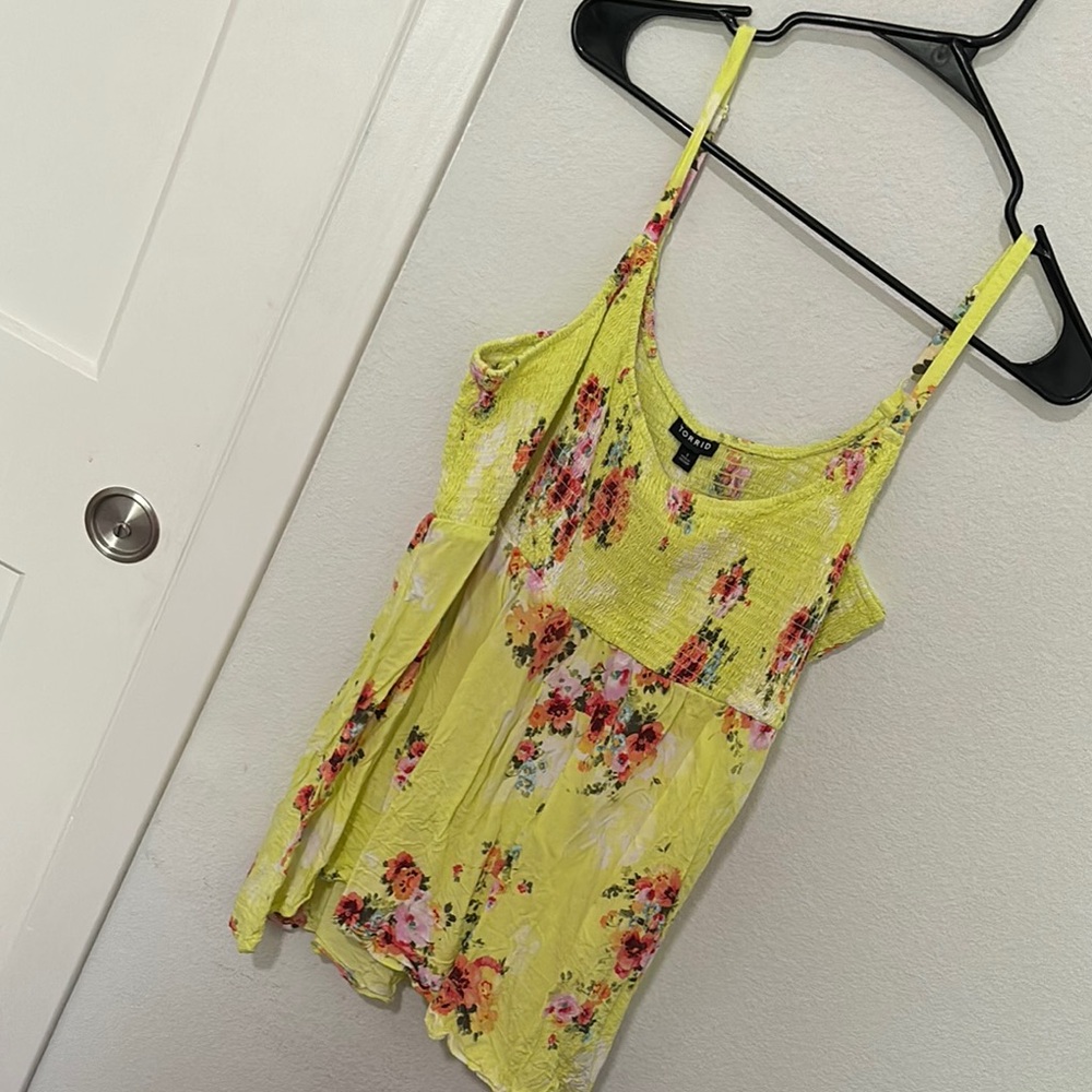 Torrid Floral Yellow Spaghetti Strap Top